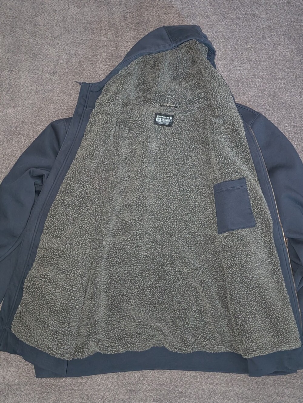 Carhartt Rain Defender Rockland Sherpa-Lined Hoodie Navy Mens 3XL TALL - Picture 4 of 7